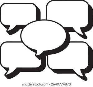Negrito Black Speech Bubbles Comunicação, Diálogo e Ícones de Conversa