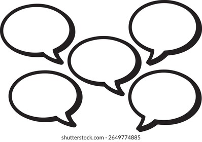 Bold Black Speech Bubbles  Communication, Dialogue, and Conversation Icons