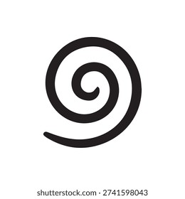 A bold black spiral illustration on a white background. This minimalist vector graphic is a symbol of motion, infinity, and cyclical patterns.