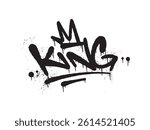 Bold Black Spray Paint Graffiti Tag Featuring the Word "KING" with a Prominent Crown Design