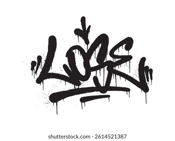 Bold Black Spray Paint Graffiti Tag of the Word "LOST" with a Crown-Like Arrow Design
