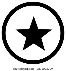Bold black star graphic element inside a circular border creating a simple minimalist icon design presented on white background
