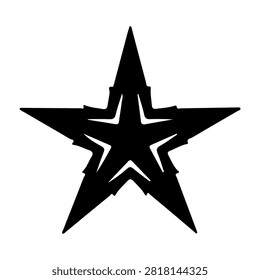 A bold black star graphic with layered effects, suitable for logos, branding, and creative design projects.