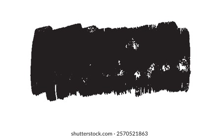 Bold black stroke with grunge texture on white background. This abstract vector design features rough, jagged edges and a textured look, perfect for banners