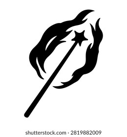 A bold black torch icon with flames and an arrow, representing passion, energy, motivation, and inspiration in various contexts.