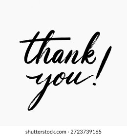 Tipografía negra en negrita “Gracias” en letras elegantes dibujadas a mano. Diseño de mensaje de gratitud simple pero elegante. Vector, perfecto para tarjetas de agradecimiento, notas, carteles, marca, diseños de apreciación.