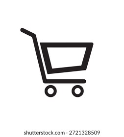 Un Vector negro audaz de un Carrito de compras con un relleno sólido completo, meticulosamente representado desde una perspectiva frontal ligeramente elevada, mostrando claramente su cesta rectangular profunda, un mango resistente y dos ruedas circulares distintas, que simbolizan efectivamente el comercio electrónico, las compras en línea, la venta minorista o el acto de agregar artículos a un Carrito digital sobre un fondo blanco limpio.