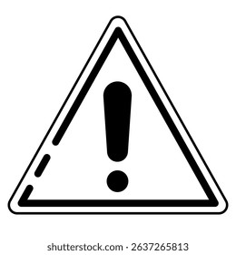 Bold Black Warning Triangle Icon with Dashed Border