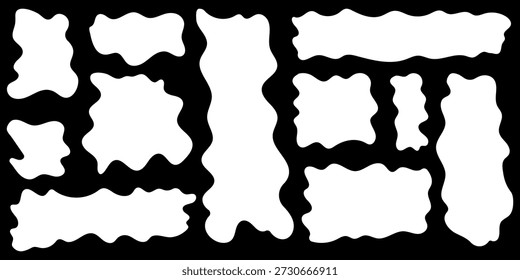 Formas de marco de rectángulo orgánico ondulado negro con textura áspera