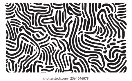 Bold Black and White Abstract Line Art