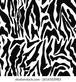 Bold Black and White Abstract Zebra Print, Seamless Animal Skin Pattern for Fabric, Decor, and Digital 