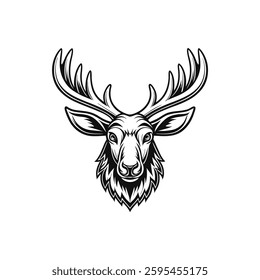 Bold Black and White Deer Head Logo Design