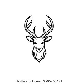 Bold Black and White Deer Head  Design