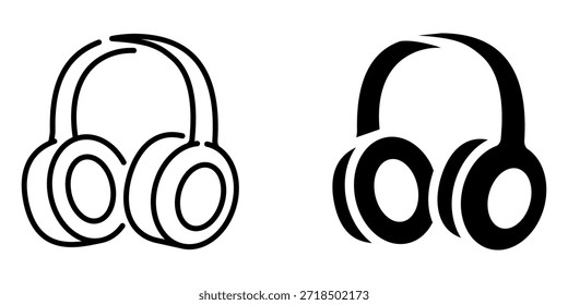 Diseño audaz de auriculares en blanco y negro en estilo de arte de línea mínima