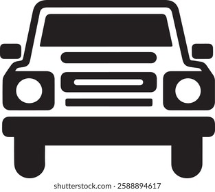 A bold, black and white icon of a pickup truck, symbolizing transportation, work, and ruggedness