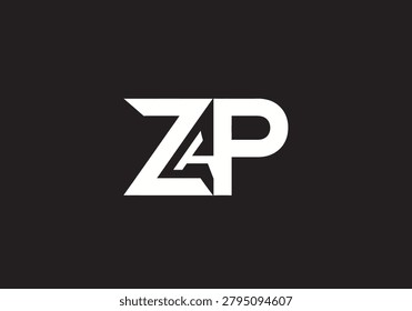 Bold black and white logo with stylized, overlapping initials on dark background