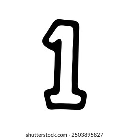 A bold black and white outline of the number one, featuring a playful, hand-drawn style.