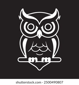 A bold black and white owl vector design featuring minimalist lines and striking shapes. Ideal for logos, icons, and graphic projects that require a clean, modern, and eye-catching aesthetic.