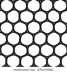 Un audaz patrón abstracto en blanco y negro sin costuras con un motivo de panal en un diseño de malla sobre fondo blanco