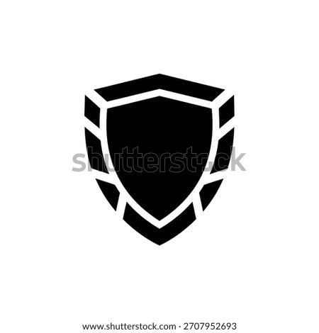 A bold black and white shield icon, symbolizing security, protection, and defense. Ideal for representing safety measures and trustworthy systems.