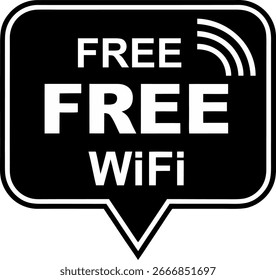 A bold black and white sign indicates free WiFi access, featuring the words FREE FREE WiFi and stylized signal waves.