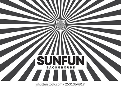 Bold black and white sunray abstract background with dynamic vector design.