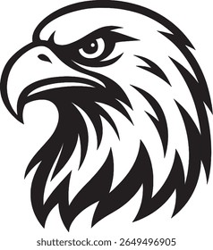 Ilustración vectorial en negrita, blanco y negro de una cabeza de águila