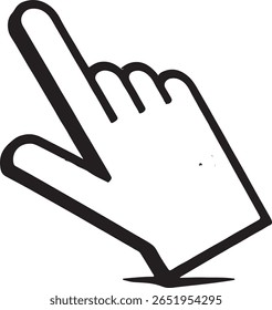 Negrita Ilustración vectorial en blanco y negro de la mano apuntando hacia arriba con el dedo índice - Hacer clic minimalista o símbolo de icono de toque para UI, Web, móvil y diseño de interfaz táctil