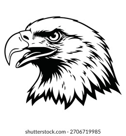 A bold black and white vector illustration of an eagle head in profile showcases strength and precision