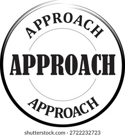 La Ilustración vectorial en blanco y negro audaz de la palabra enfoque se repite tres veces dentro de un diseño de sello de goma circular, que simboliza la confirmación oficial o la metodología de negocio requerida.