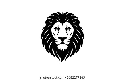 Una atrevida silueta de Vector blanco y negro de la cara de un león.
