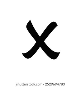 Bold black X symbol on white background.