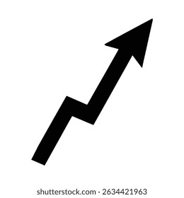 A bold, black zigzag arrow silhouette pointing upward, symbolizing growth or progress. The distinctive feature is its simple, yet effective silhouette style.