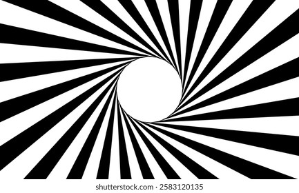 A bold black-and-white abstract spiral pattern with high contrast. Perfect for optical illusions, modern designs, retro aesthetics, and creative digital or print projects.