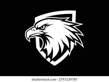 Bold black-and-white crest featuring an aggressive eagle's head with sharp details