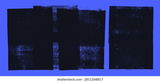 Bold block linocut aged dry texture set. Hand drawn printmaking effect bold background. Xerox effect with rough edges and grain dry texture backdrops. Distressed block grunge graphic shape background.
