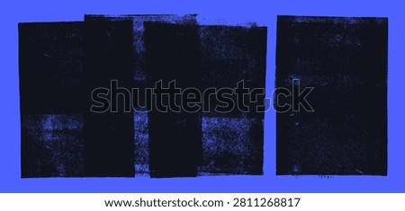 Bold block linocut aged dry texture set. Hand drawn printmaking effect bold background. Xerox effect with rough edges and grain dry texture backdrops. Distressed block grunge graphic shape background.