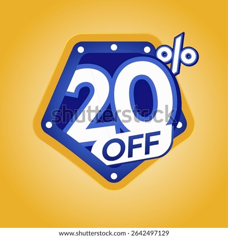 Bold Blue 20% Off Discount Badge with Modern Yellow Background for Ecommerce Promotion