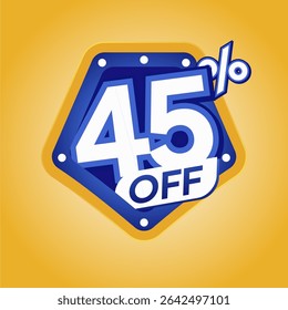 Bold Blue 45% Off Discount Badge with Modern Yellow Background for Ecommerce Promotion