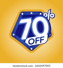 Bold Blue 70% Off Discount Badge with Modern Yellow Background for Ecommerce Promotion