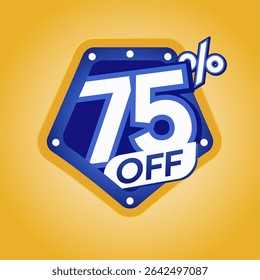 Bold Blue 75% Off Discount Badge with Modern Yellow Background for Ecommerce Promotion
