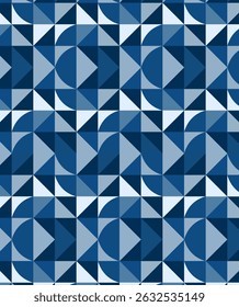 Bold blue abstract geometric pattern with rich symmetry. Great for digital prints, textiles, or wrapping paper.