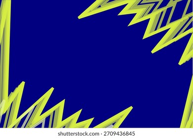 Bold Blue Abstract With Neon Yellow Zigzag Border Frames, Modern Graphic Design Artwork