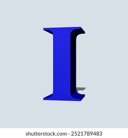 Bold blue capital alphabet letter I on white background.