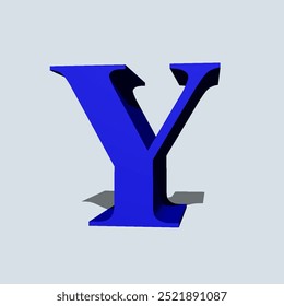 Bold blue capital alphabet letter Y on white background.