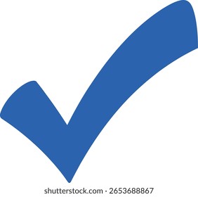 Símbolo azul audaz de la marca de verificación aislado en un fondo blanco limpio