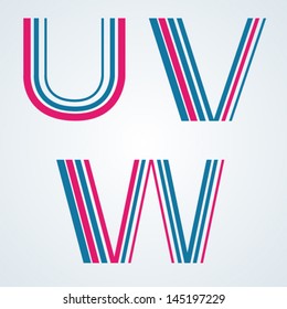 Bold Blue Lines Letters U V W