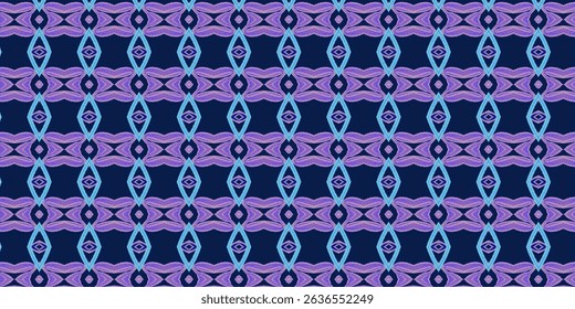 Patrón tribal azul y púrpura audaz – Diseño geométrico sin costuras