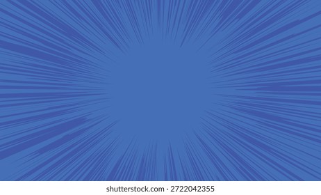 Fondo azul audaz de las líneas de velocidad radiales con la Ilustración vectorial del estilo de la acción del cómic