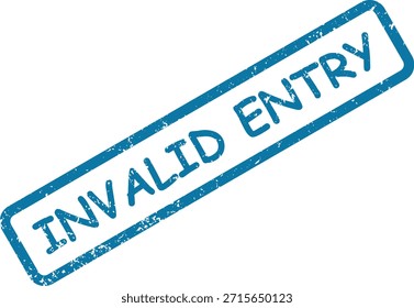 Texto de efeito de carimbo azul negrito "Entrada inválida" com uma borda retangular em uma superfície branca nítida para uso oficial.